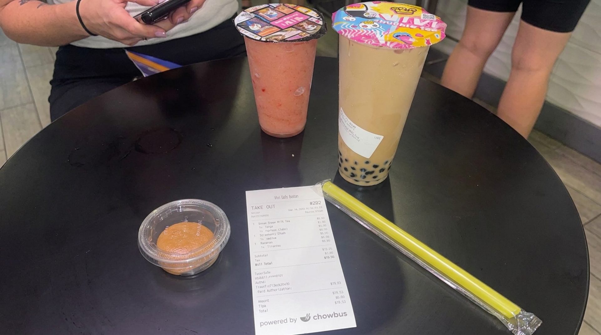 Popcorn chicken and bubble tea