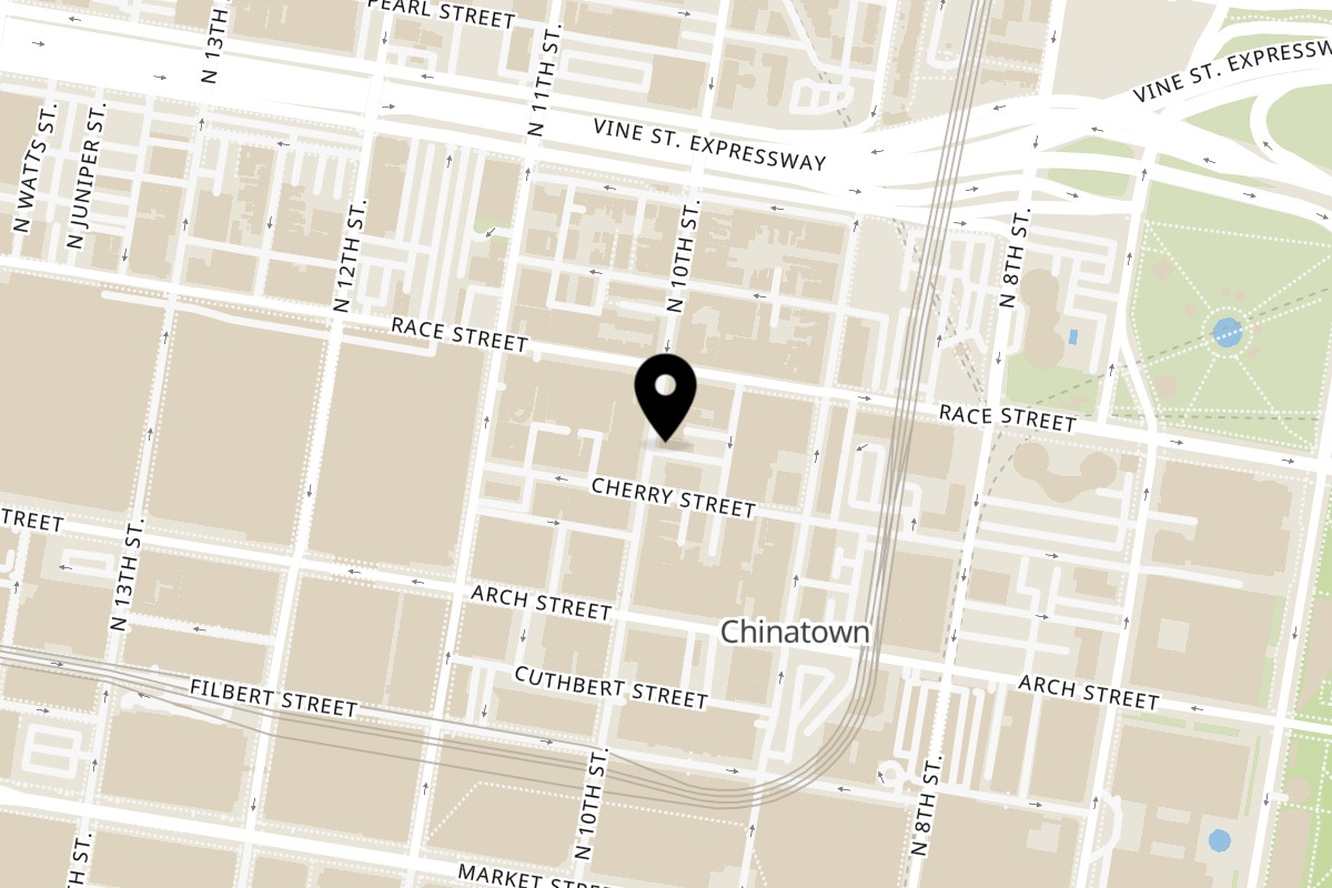 Map showing the location of Vivi Bubble Tea Philadelphia on 145 N 10th St in Philadelphia