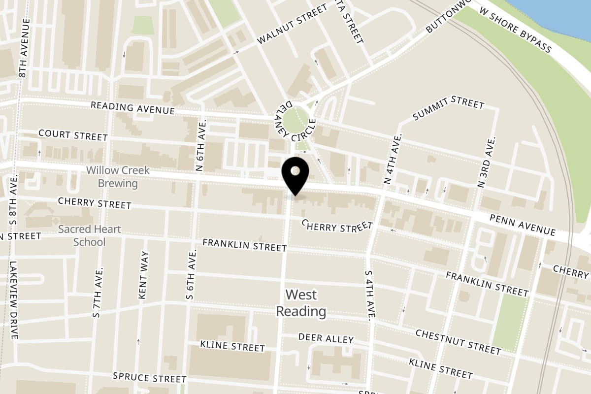 Map showing the location of Vivi Bubble Tea West Reading on 450 Penn Ave in West Reading