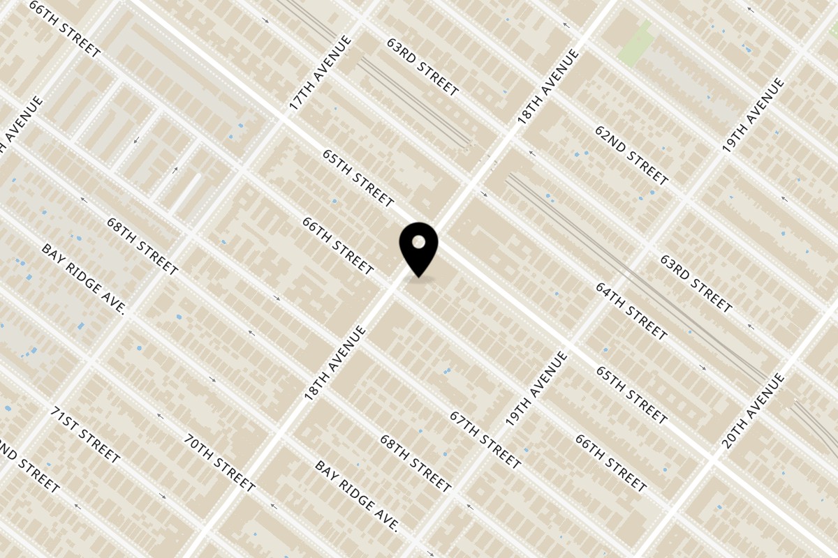 Map showing the location of Vivi Bubble Tea Bensonhurst on 6517 18th Ave #1b in Brooklyn