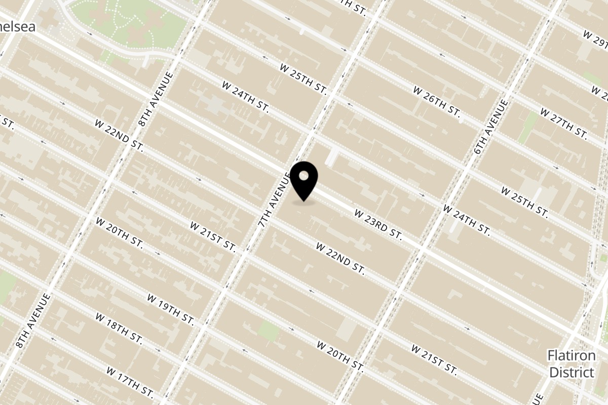 Map showing the location of Vivi Bubble Tea Chelsea on 170 W 23rd St #170 in New York