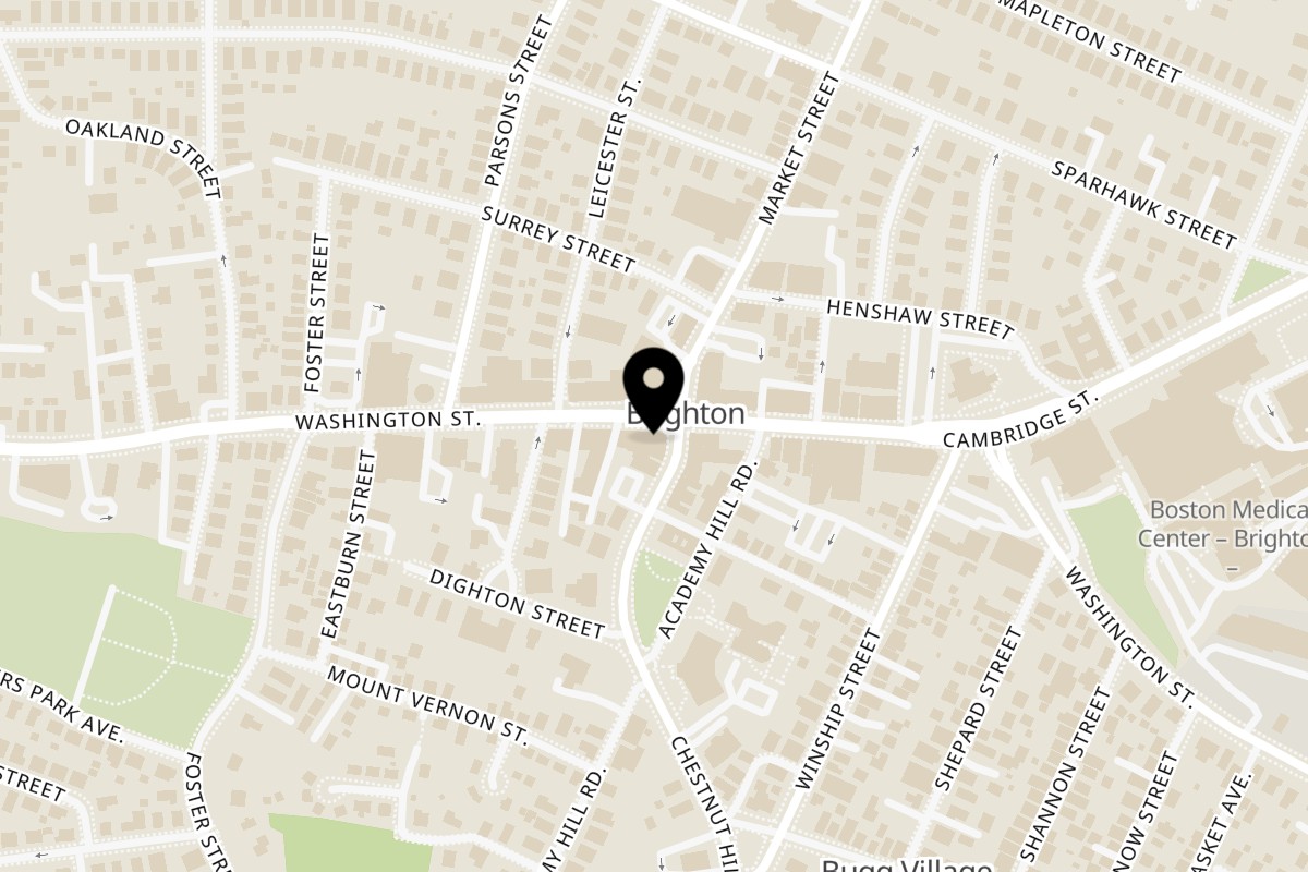 Map showing the location of Vivi Bubble Tea Brighton on 364 Washington St in Boston